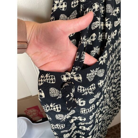 Vintage ROMEO ROMEO black & white Bow print Maxi Dress Size L - Picture 3 of 16
